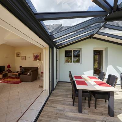 Création d'une extension vitrée sur jardin au Coudray 1